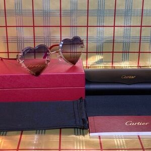 Cartier Big C Heart Rimless Sunglasses